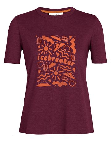 Dámské Tričko Icebreaker Tencel Bavlněné Krátké Sleeve Origins Růžové | CZ 1352HAPK